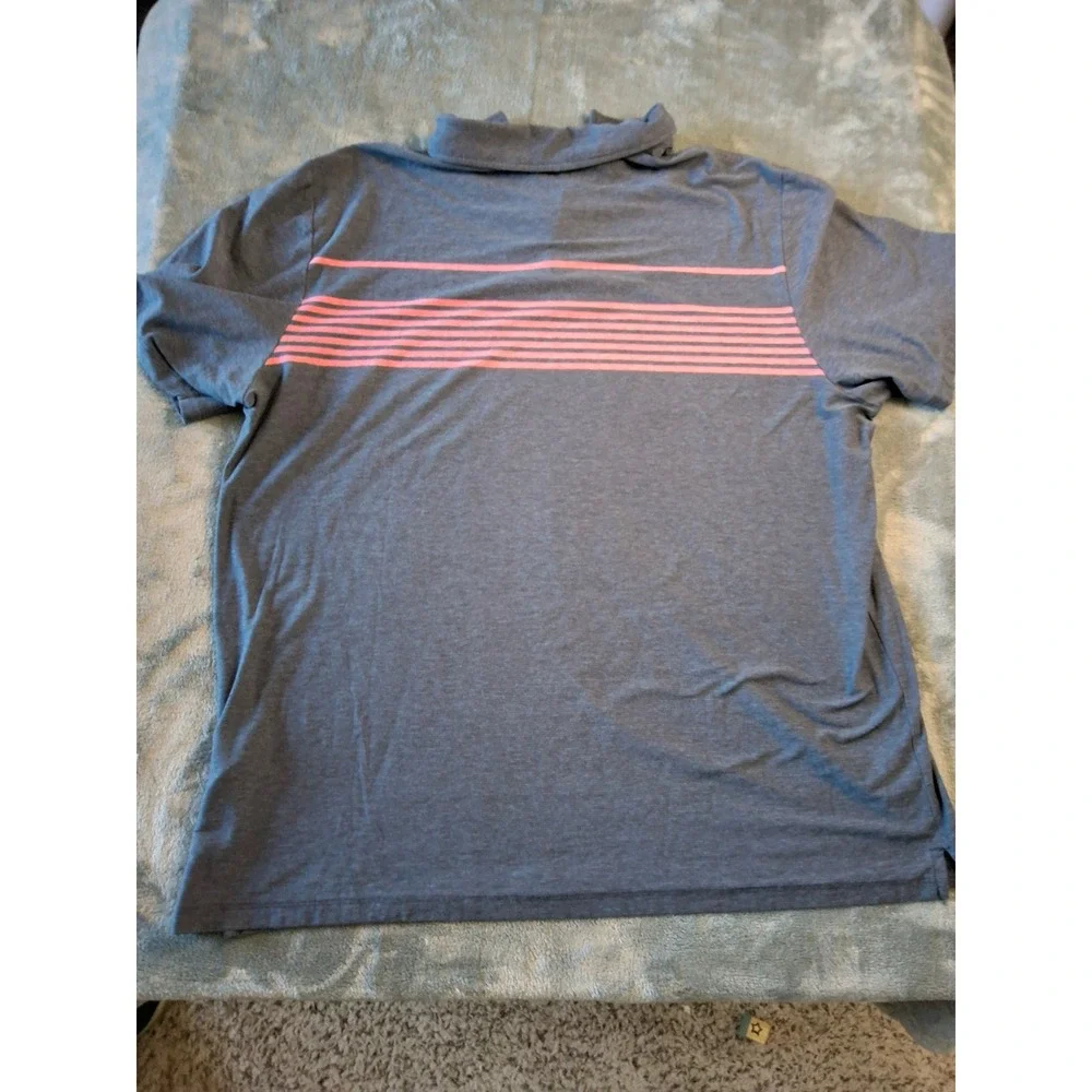 Vineyard Vines Mens Edgartown Polo Shirt Grey Pink Striped XL‎ Pima Cotton Blend